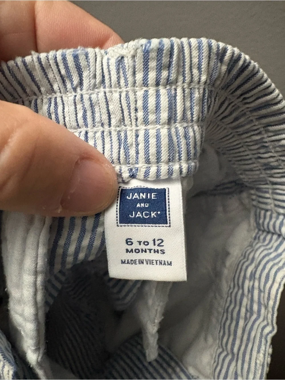 Janie and Jack Light Blue Seersucker Stripe Shorts